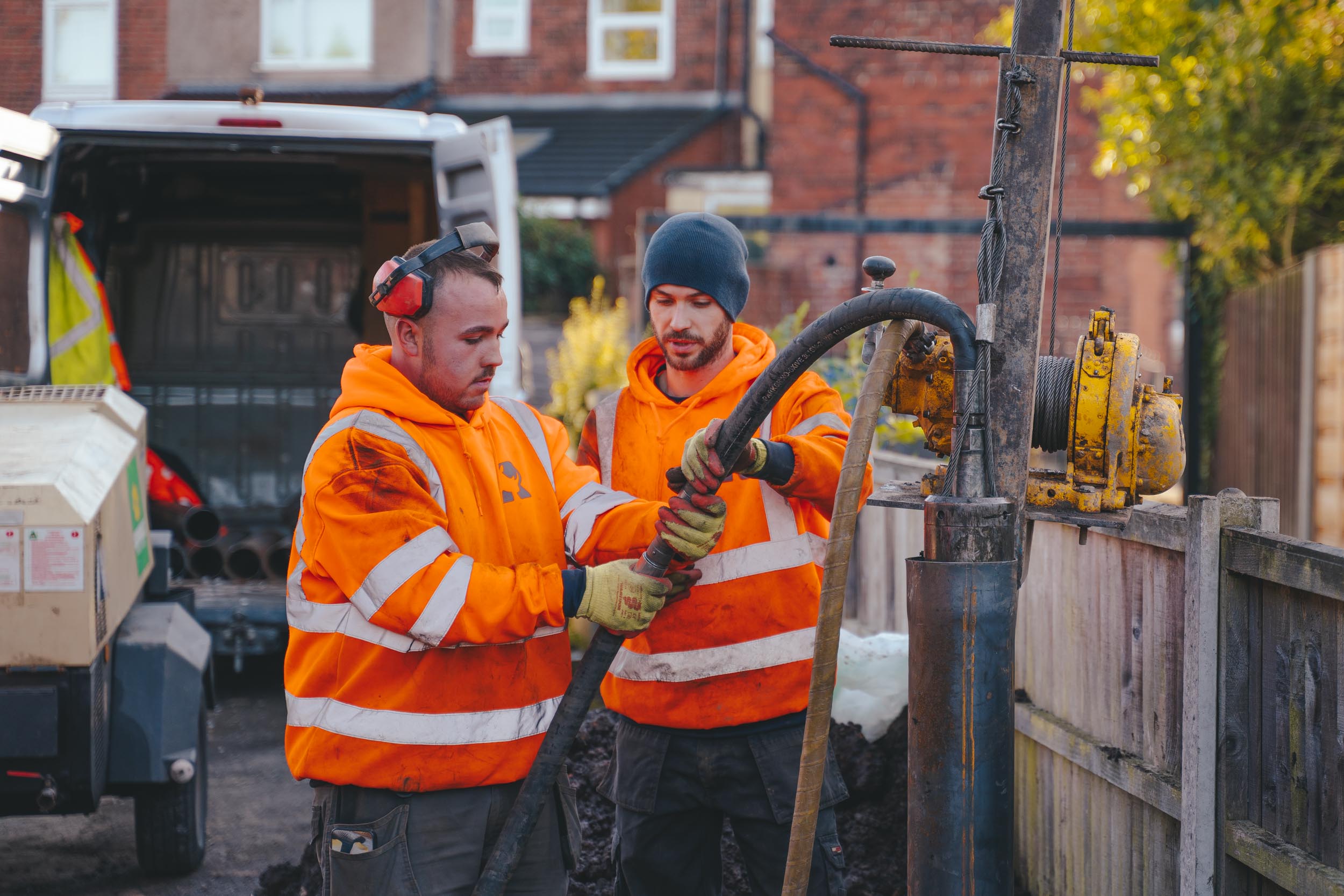 Installing of a pile for a house extension