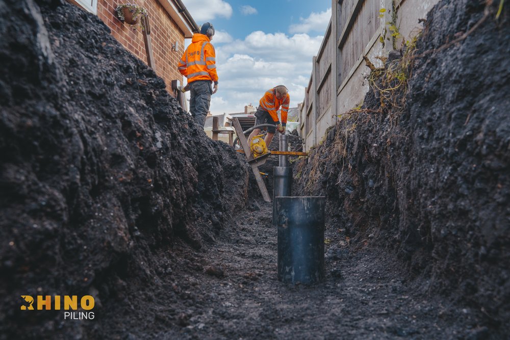 Piling with a grundomat in Audenshaw, Manchester