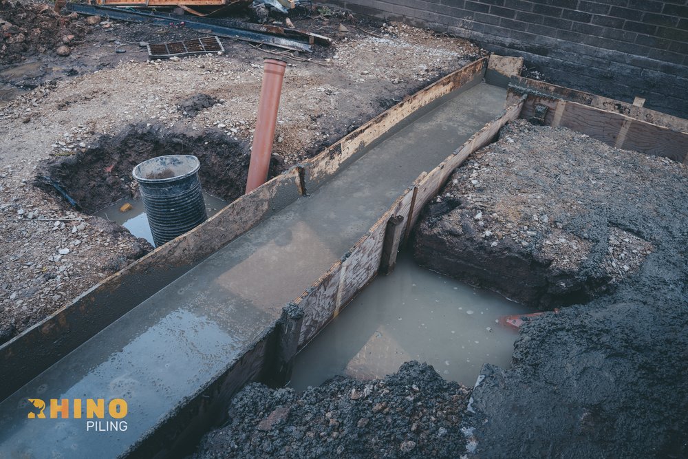 A piled foundation that has been shuttered in Marple, Stockport