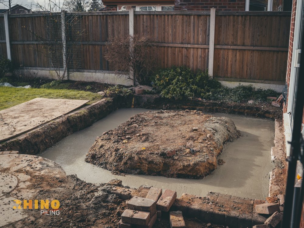 A piled foundation in Oldham