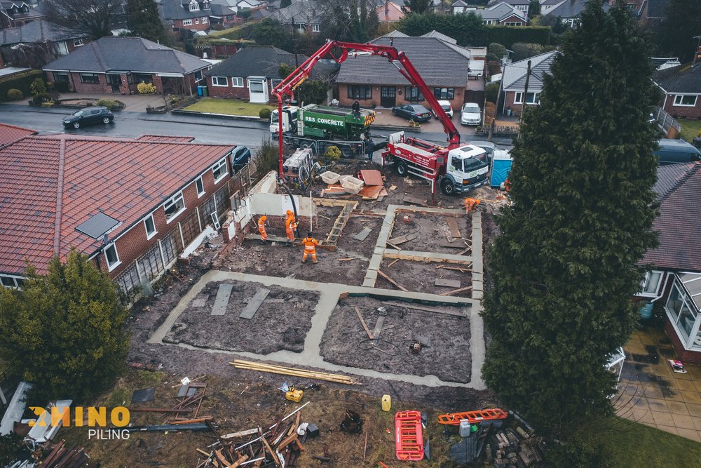 A large piled foundation that has been shuttered in Bramhall, Stockport